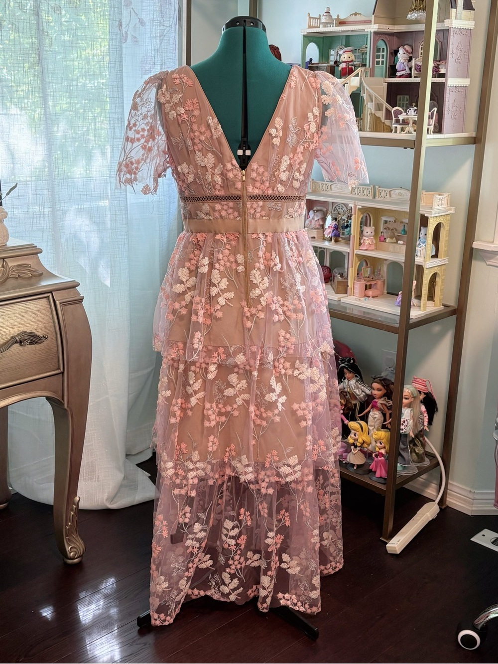 Self-Portrait Flower Mesh Tiered Dress - Picture 2 of 5